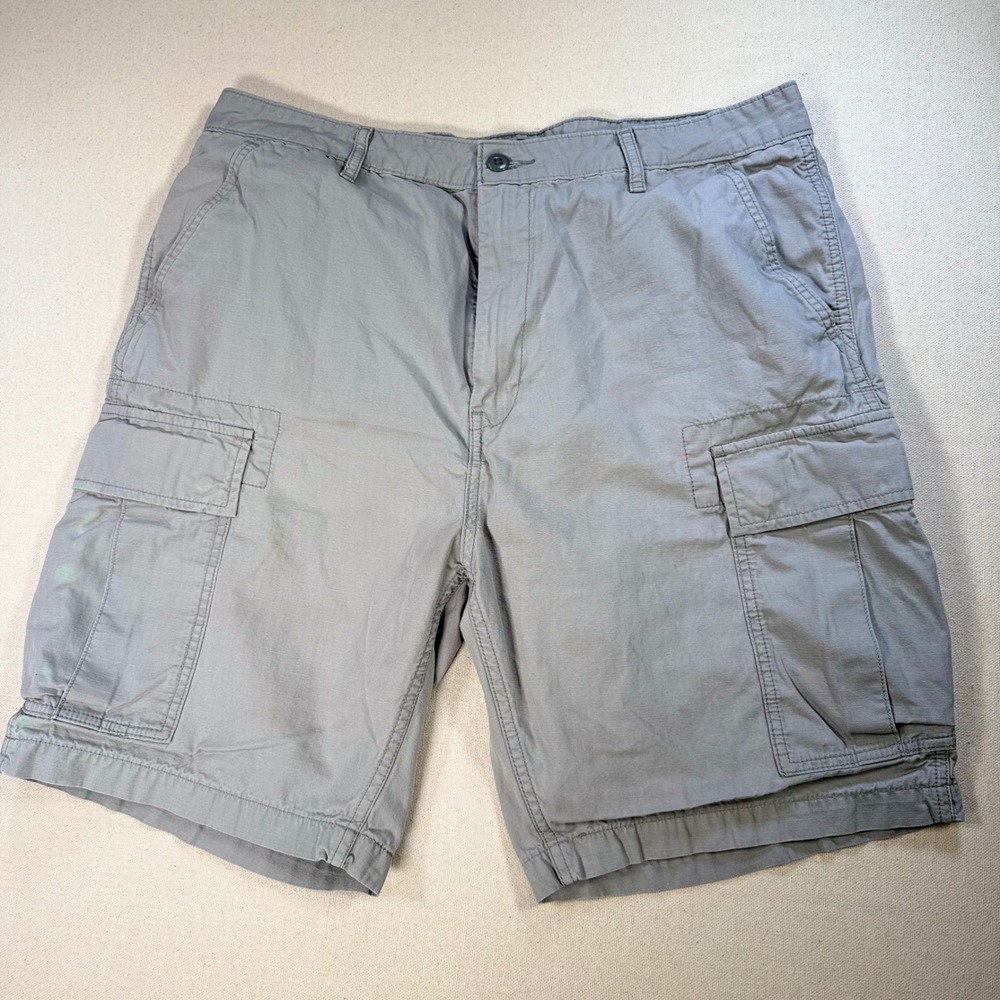 Levis Mens Gray Ripstop Cargo Shorts Size 36 Utility Multi Pocket Stained